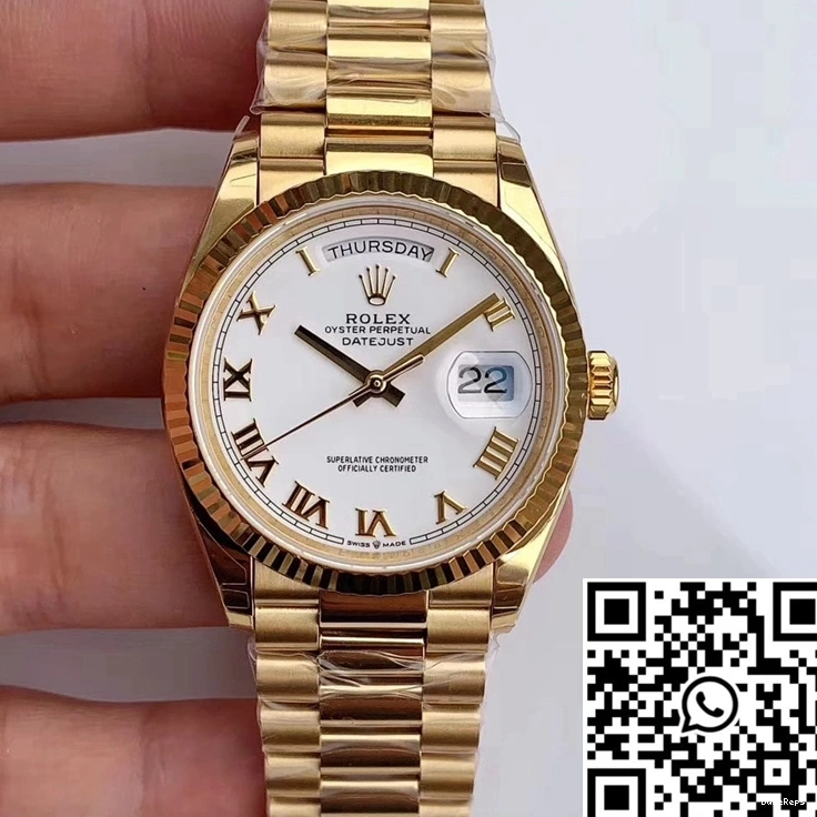 White Time M128238 Dial Roman Factory Rolex EW Day-Date Scale 0417